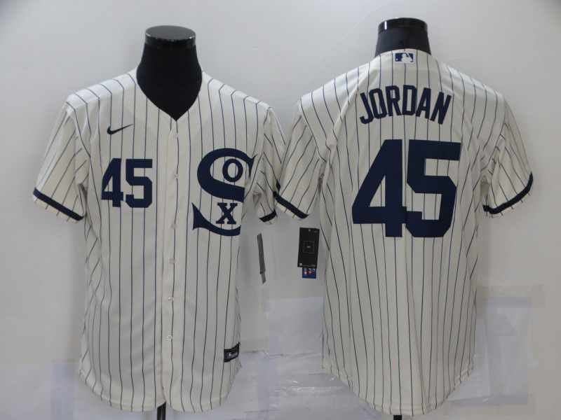 Men Chicago White Sox #45 Jordan Cream stripe Dream version Elite Nike 2021 MLB Jersey
